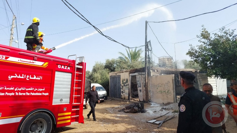 4 إصابات من الدفاع المدني بحريق وسط غزة