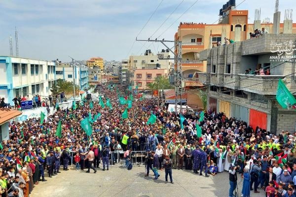 Hamas organizes a mass demonstration in northern Gaza in solidarity with Jerusalem and Al-Aqsa