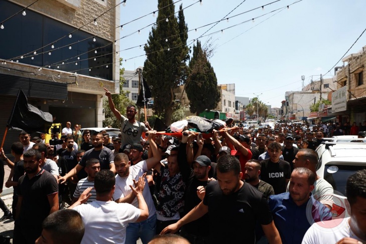 The funeral of the martyr Muhammad Meri in Jenin refugee camp