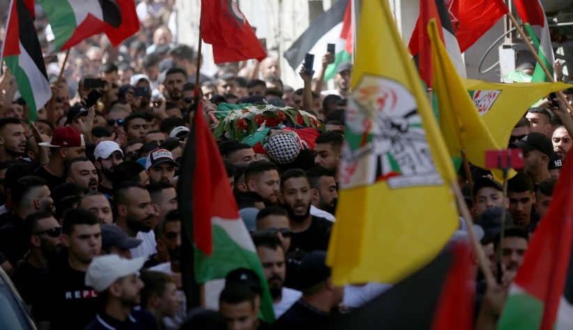 The funeral of the martyr Muhammad Shaham in Qalandia camp