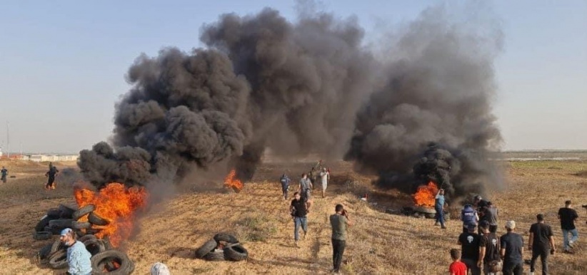 Angry demonstrations on the Gaza border in solidarity with the events in the West Bank