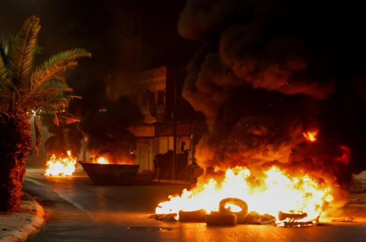 Burning tires in the streets of Jenin camp