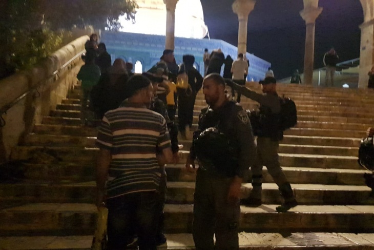 The occupation storms Al-Aqsa Mosque.  He is trying to forcibly evict the retired